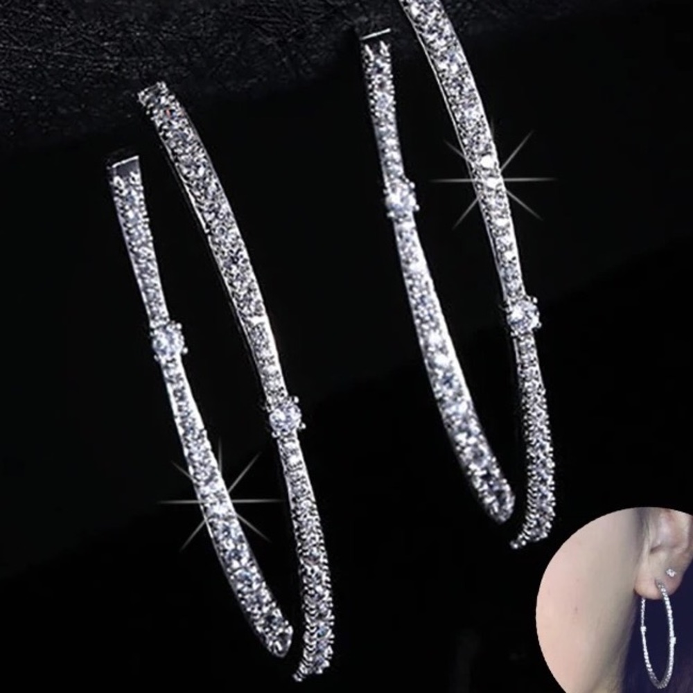 Inside-Out CZ Hoop Earrings